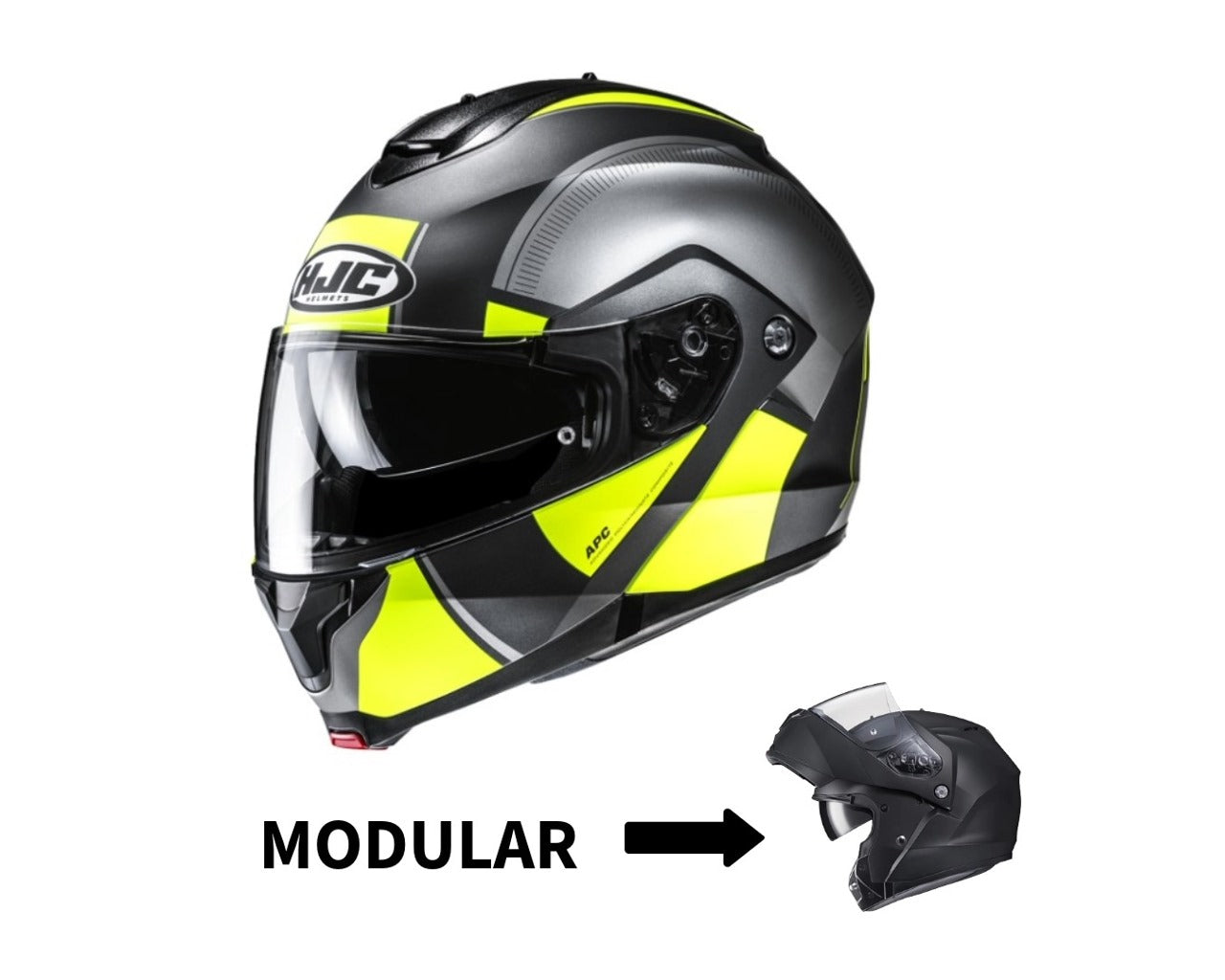 hi viz motorcycle helmet hjc HJC C91 Modular Motorcycle Helmet MC3HSF Hi-Viz