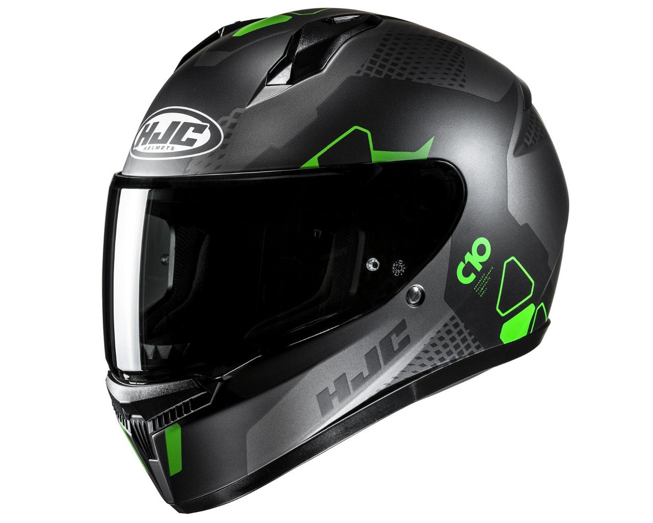 HJC C 10 Motorcycle Full Face Helmet ASPA Black/Grey/Green