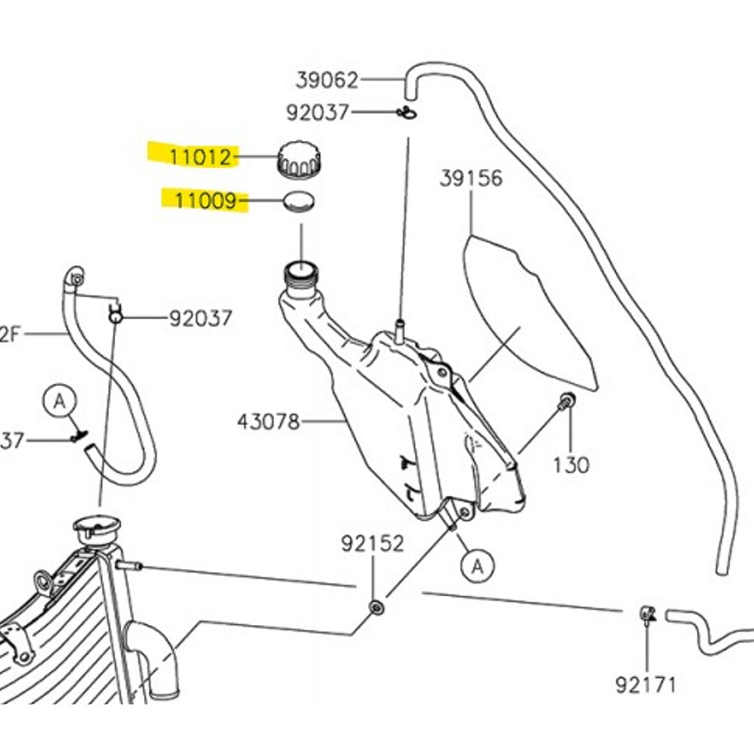 Kawasaki Radiator Coolant Tank Cap and Gasket Kit 11012-1084-KIT