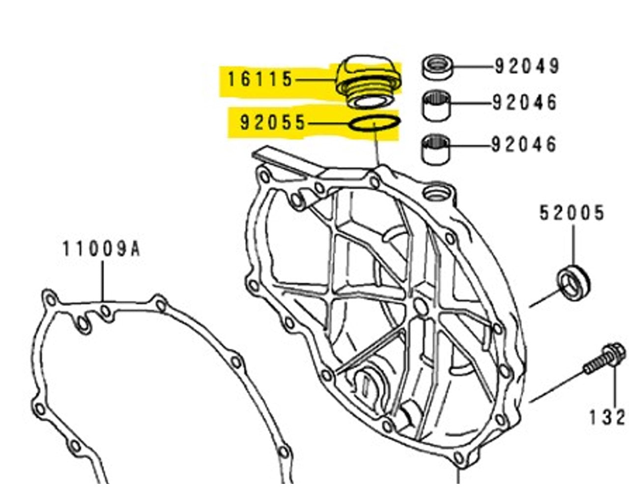 Kawasaki Oil Filler Cap Kit with o-ring 16115-1009