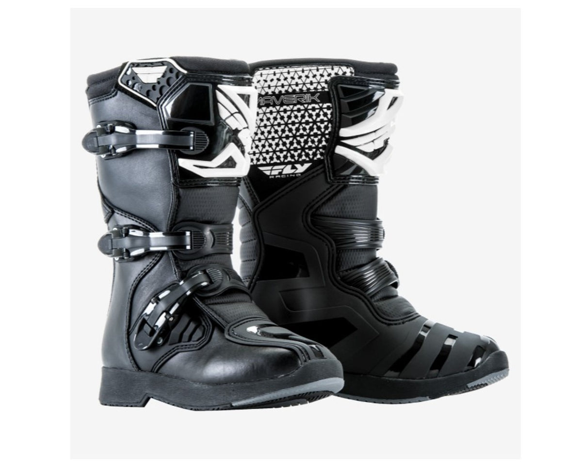 FLY Racing Maverik Off Road Motocross Boots YOUTH Black