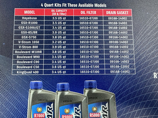 Suzuki ECSTAR R7000 Semi-Synthetic 10W40 Oil Change Kit 4 Quarts 990A0-01E30-4KT