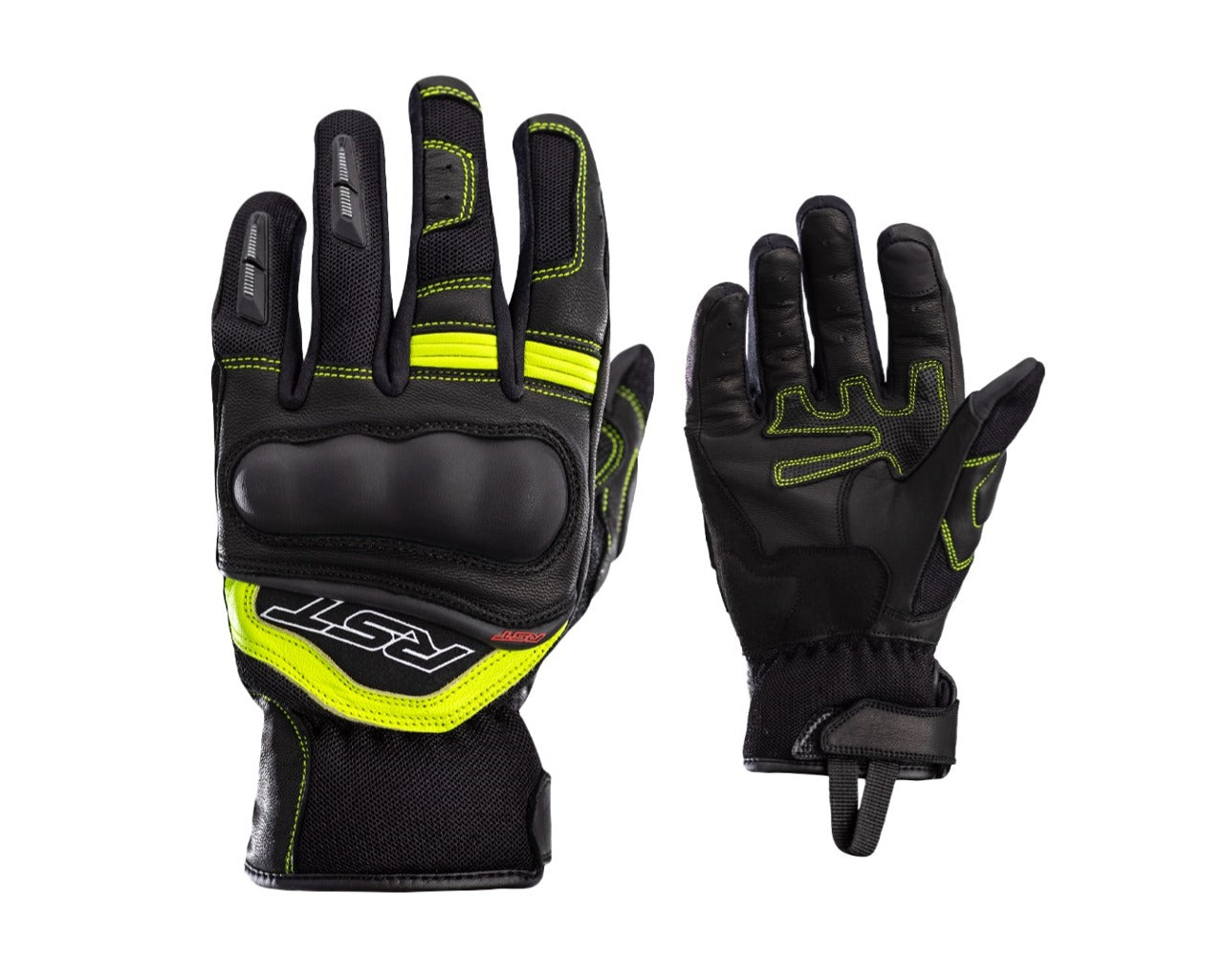RST Urban Air Leather Mesh CE Motorcycle Glove Hi-Viz Black