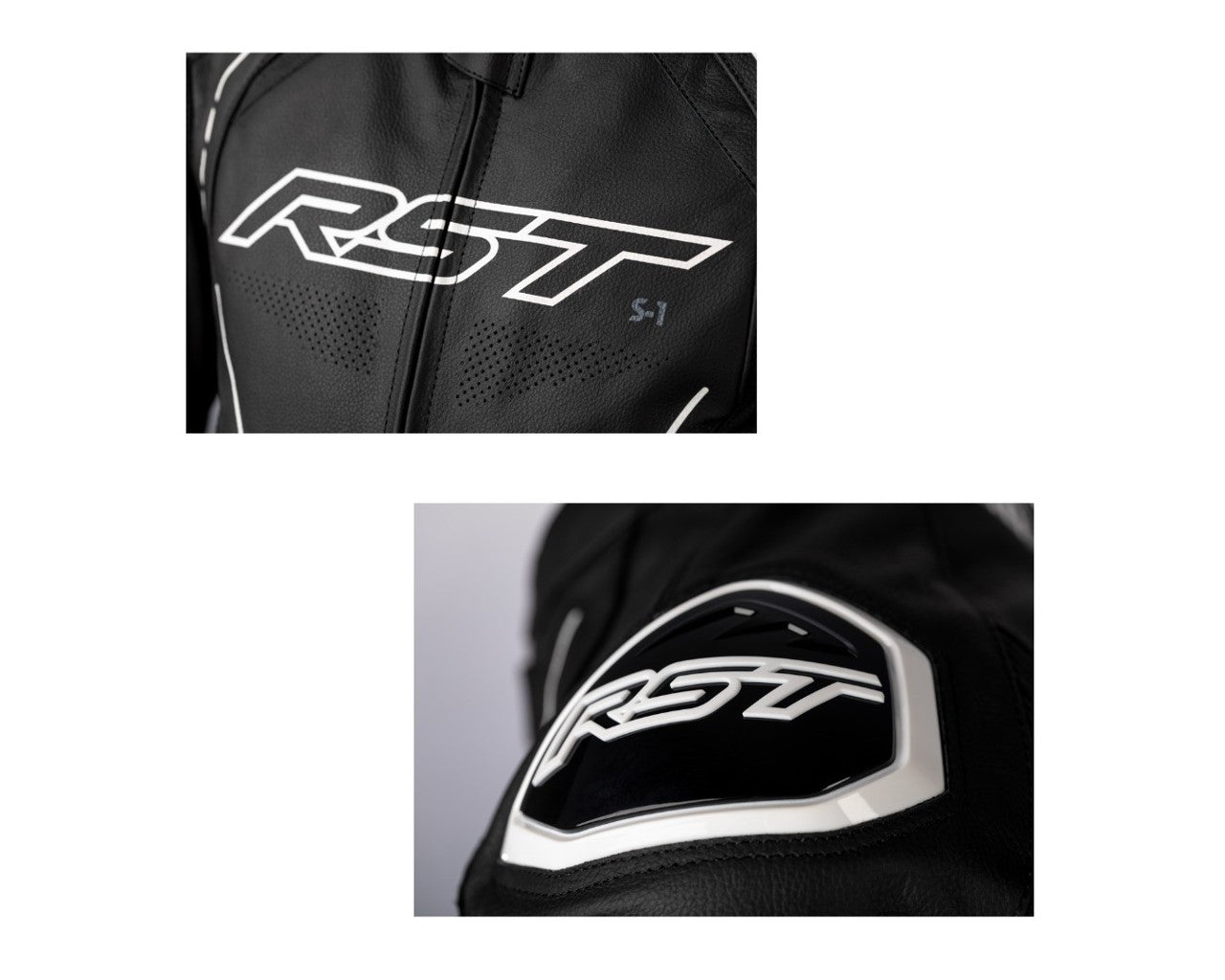 RST S1 CE Sportbike Motorcycle Jacket Black/White Leatheer Large 556-2977344