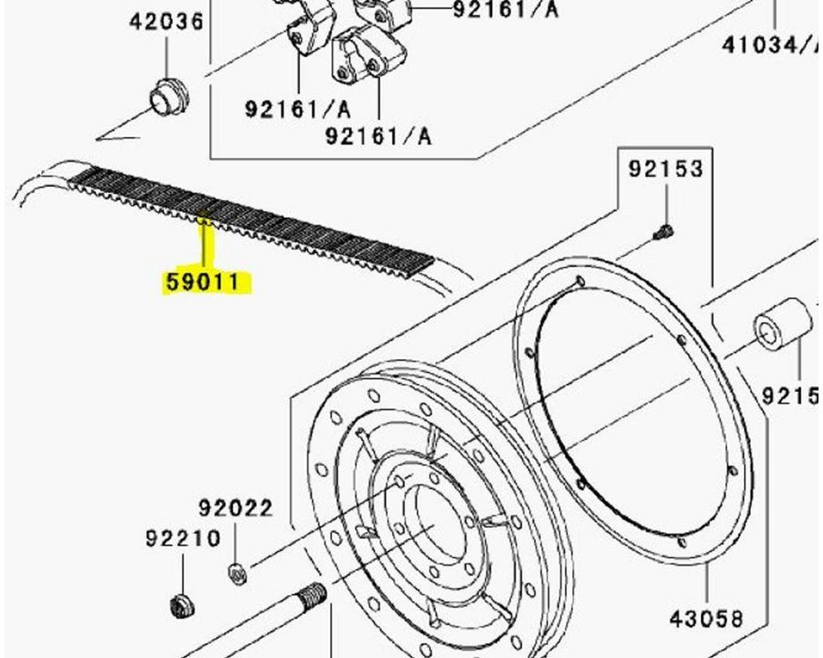 Kawasaki OEM Final Drive Belt 153 Tooth Vulcan 900 VN900 59011-0062