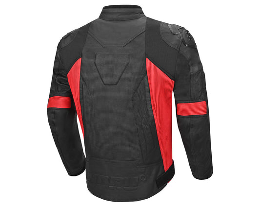 Noru Kaneda Leather Motorcycle Riding Jacket Black/Red