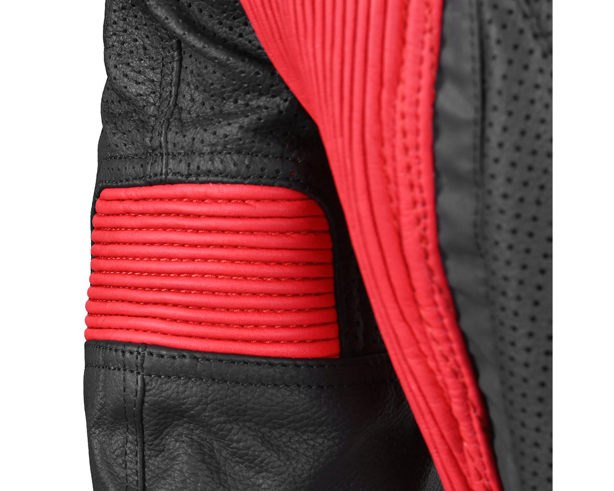Noru Kaneda Leather Motorcycle Riding Jacket Black/Red