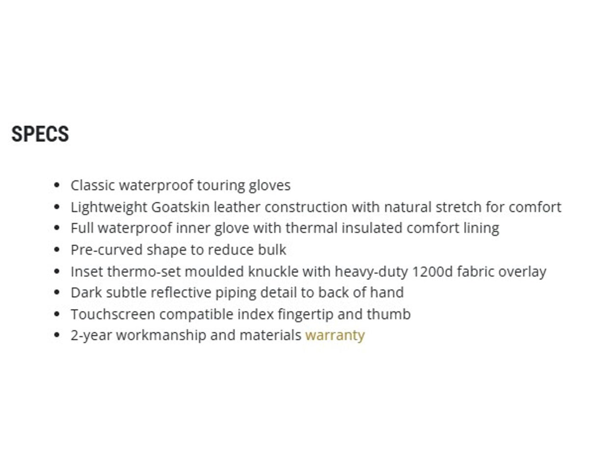 Noru REZA Waterproof Cold Weather Motorycle Gloves Black