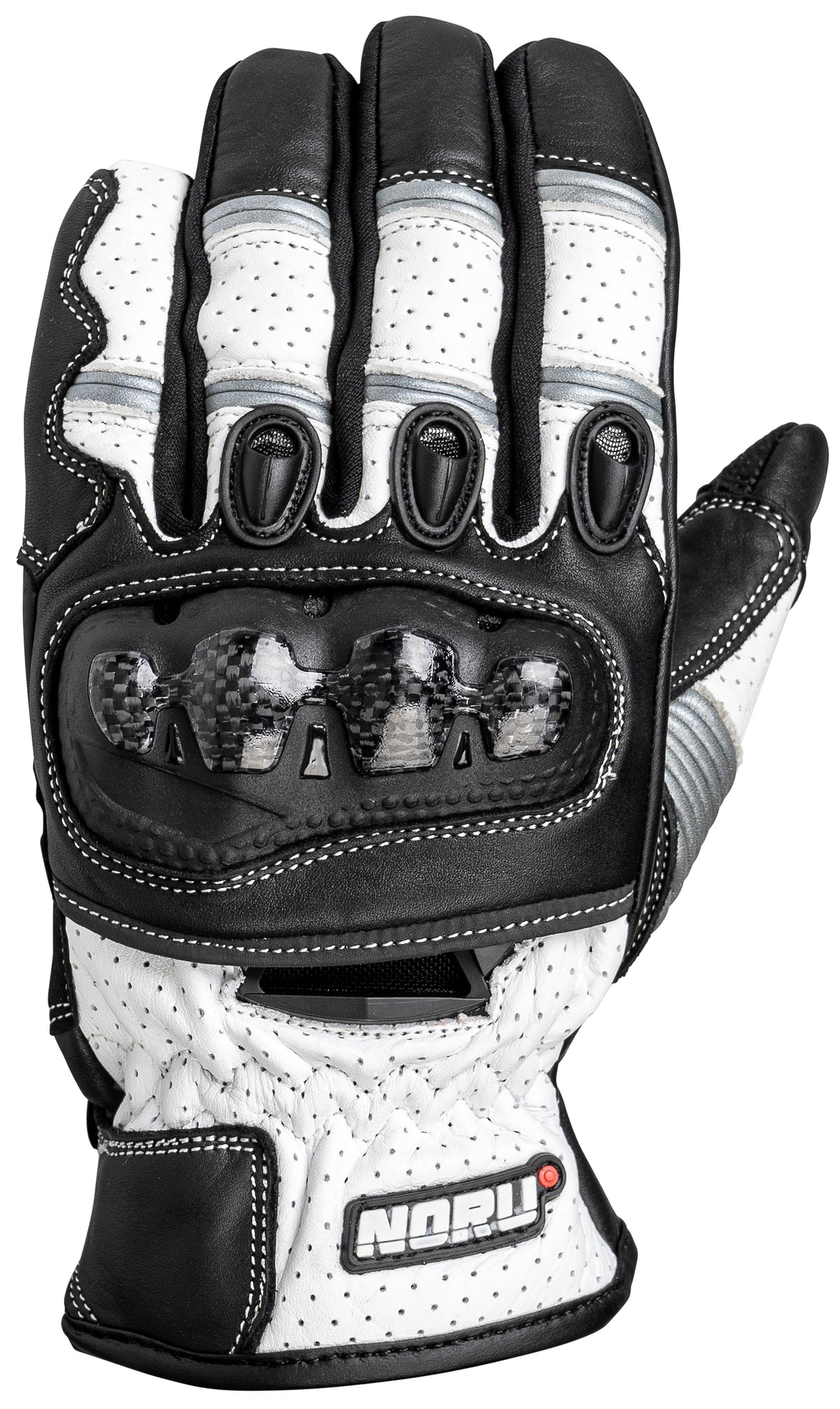 Noru Tekko Leather Sport Bike Glove Black / White