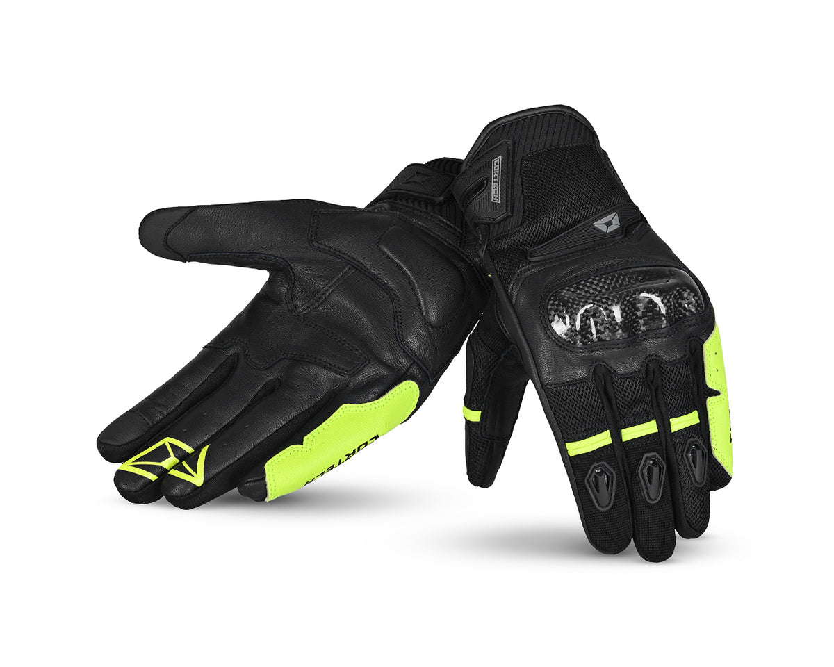 Cortech Sonic-Flo Motorcycle Street Bloves Carbon Fiber H-Viz Black