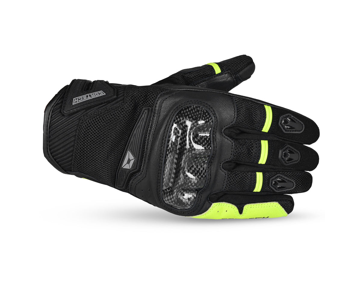 Cortech Sonic-Flo Motorcycle Street Bloves Carbon Fiber H-Viz Black