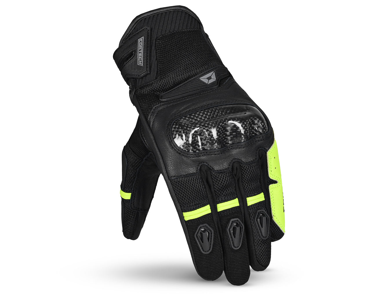 Cortech Sonic-Flo Motorcycle Street Bloves Carbon Fiber H-Viz Black