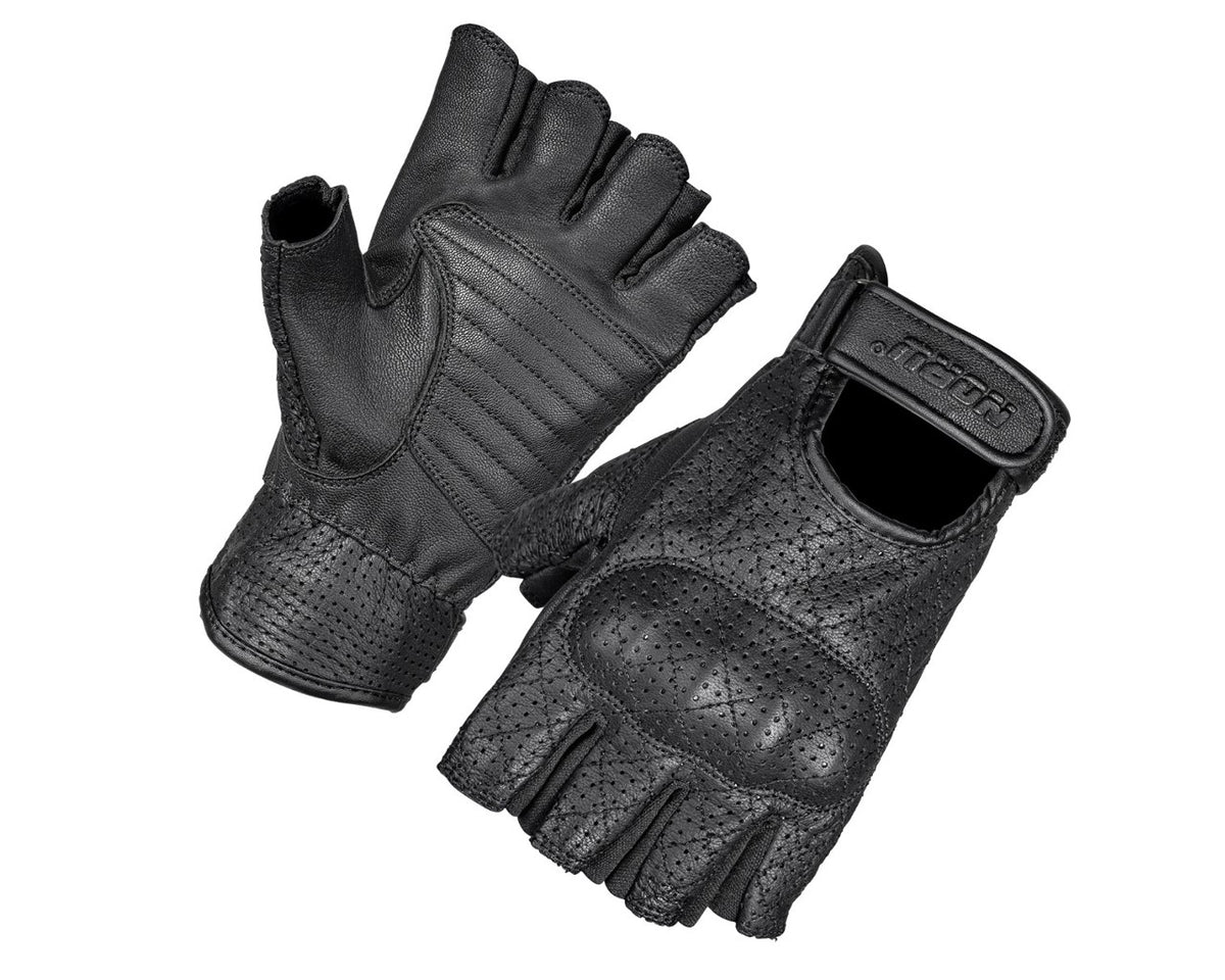 Noru KOTE Leather Fingerless Gloves Black