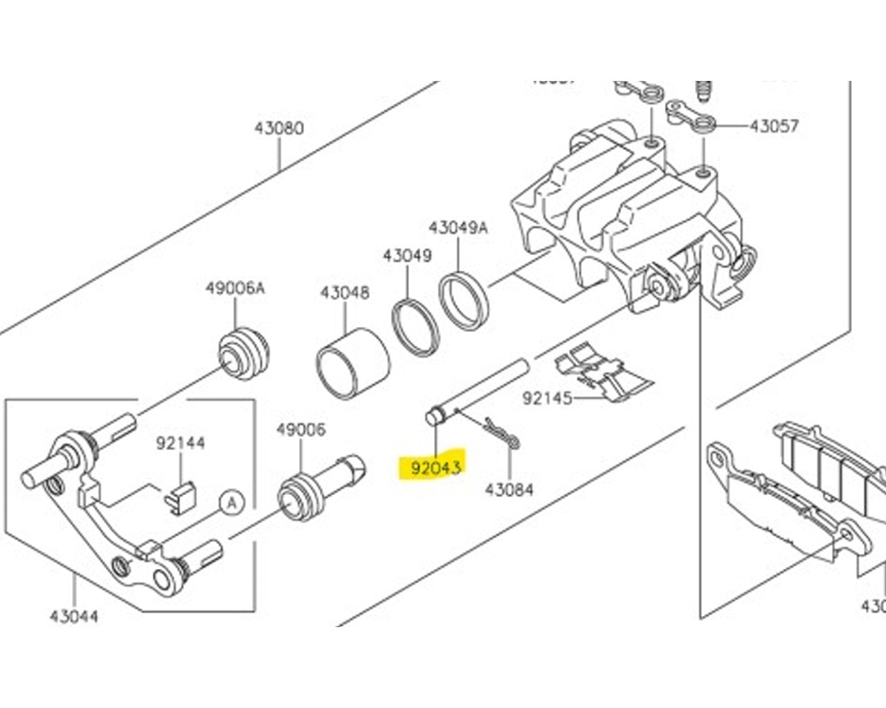 Kawasaki Pin, Pad Brake Caliper VN900 VN1700 92043-1640