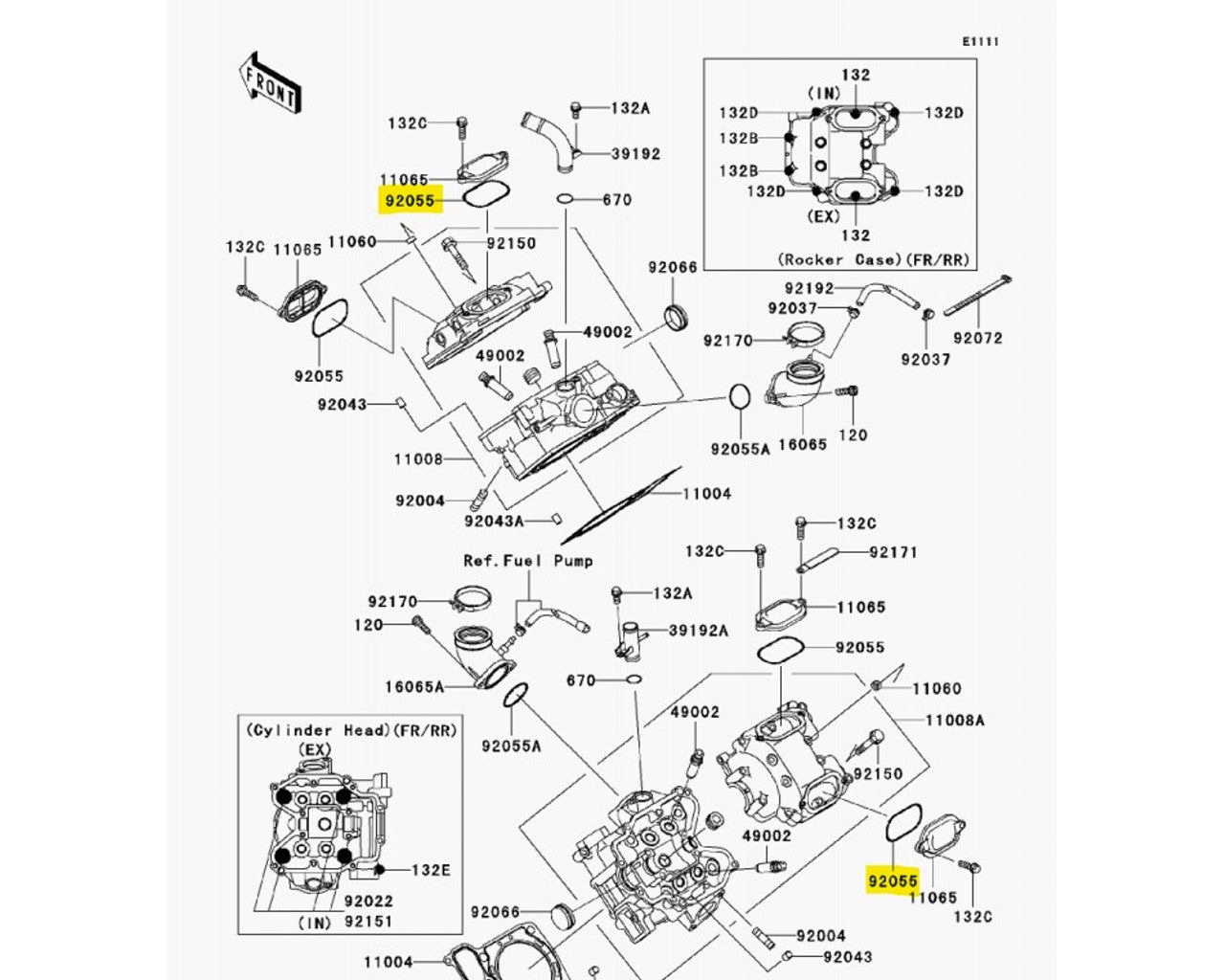 Kawasaki Valve Cover O-Ring Kit of 2 Brute Force Teryx 92055-0112