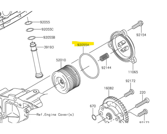 Kawasaki Oil Filter Cover O-Ring Gasket KLX140R 92055-0190