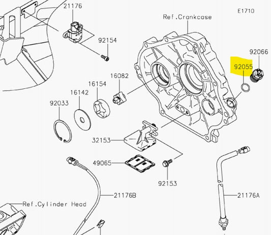 Kawasaki Main Case Plug Oil Fill O-Ring Mule 600 610 SX XC KAF400 92055-0892