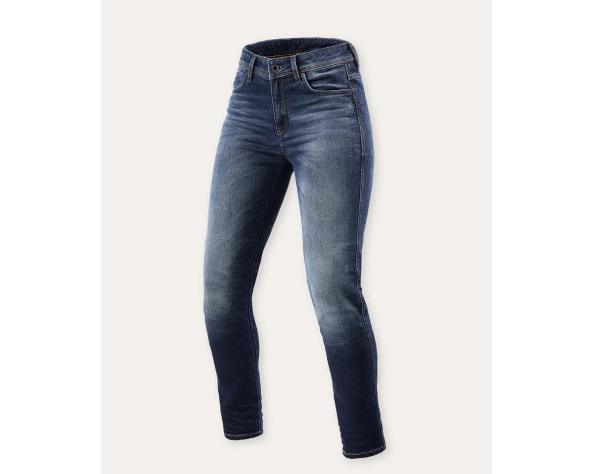 REV'IT! Women's Marley Skinny-Fit Motorcycle Riding Blue Jeans Black