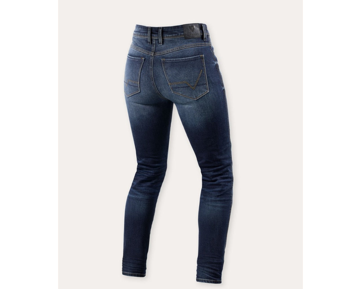 REV'IT! Women's Marley Skinny-Fit Motorcycle Riding Blue Jeans Black
