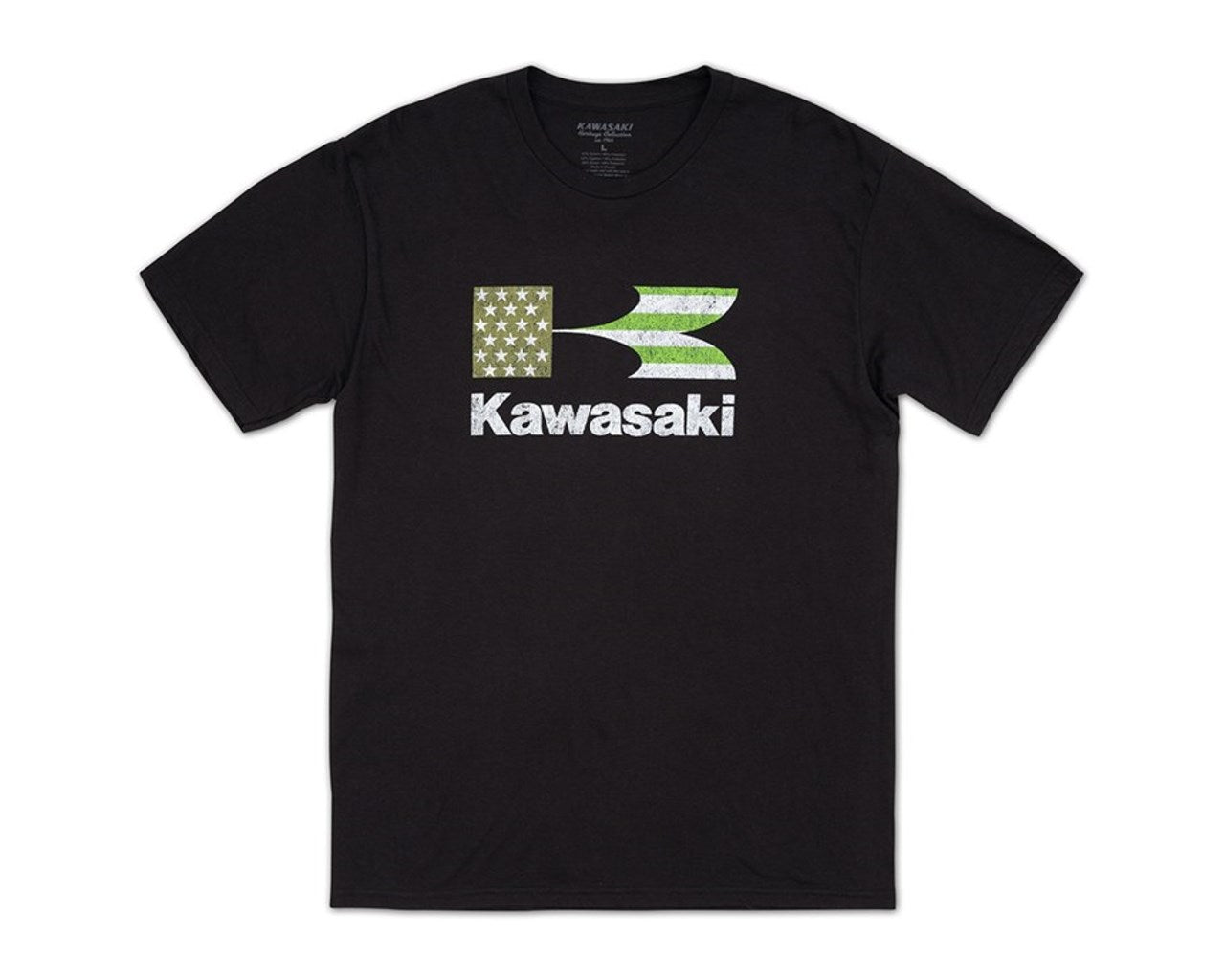 Kawasaki Heritage Stacked Flag T-Shirt Black