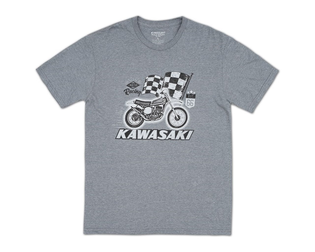 Kawasaki Heritage MX Retro Vintage T-Shirt Grey