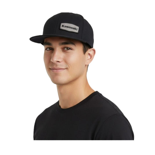 Kawasaki Flat Bill Patch Baseball Cap Hat Black K005-4147-BKNS