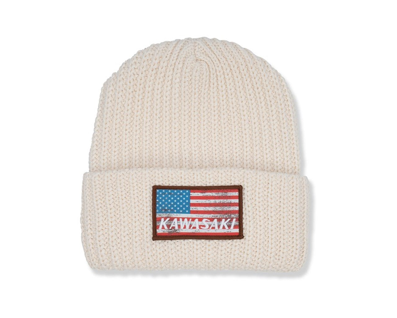 Kawasaki Heritage USA Flag Knit Beanie White K005-4536-WHNS