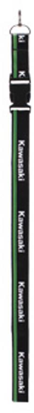 Kawasaki 3 Green Lines Logo Polyester Detachable Lanyard Black K068-9109-BKNS