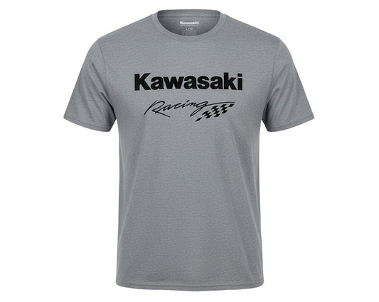 Kawasaki Racing Checkered Flag T-Shirt Grey