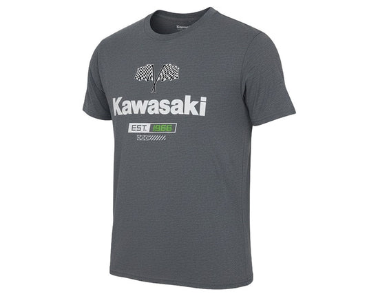 Kawasaki Checkered Flag T-Shirt Grey