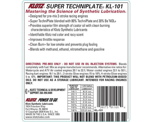 Klotz Super TechniPlate 2 Stroke Oil Premix Oil KL-100