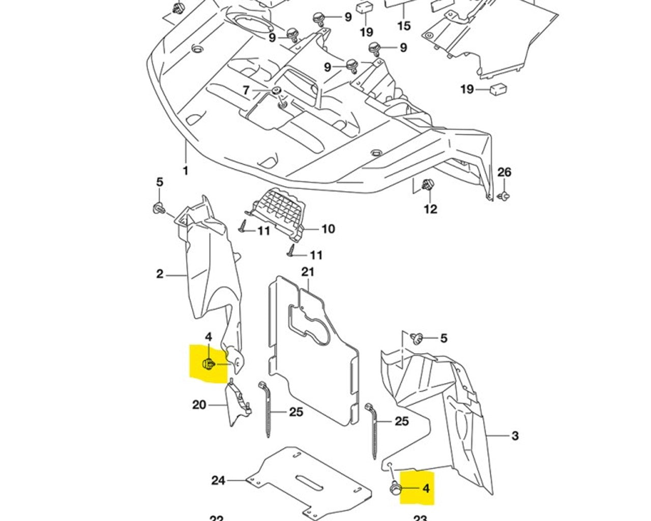 Suzuki ATV OEM Fender Plastic Push Pin Clip SOLD EACH 09409-08008
