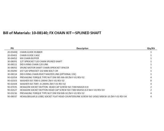 ZERO Motorcycles Chain & Sprocket Conversion Kit Splined Shaft FX FXS FXE 10-08140