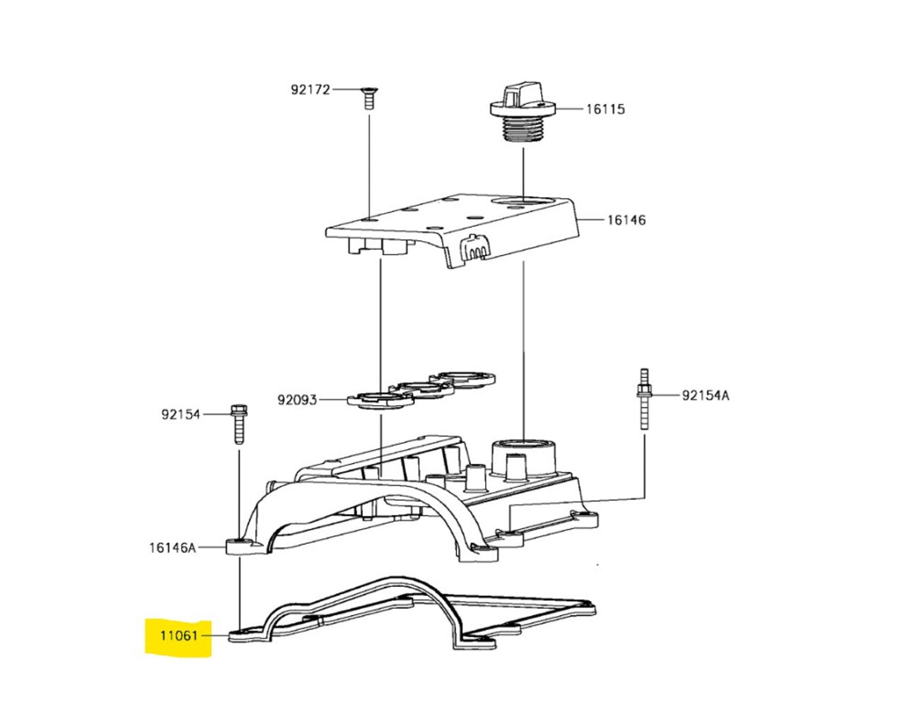 Kawasaki Cylinder Head Cover O-Ring Gasket Mule Pro-FX FXR FXT 11061-0953