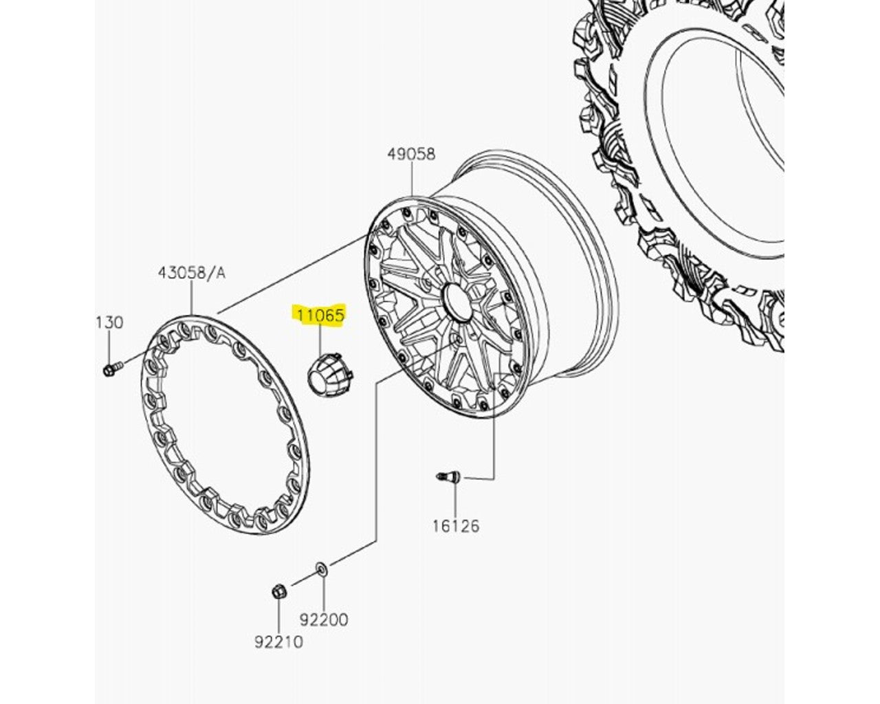 Kawasaki Wheel Cap KRX1000 Teryx 11065-1341