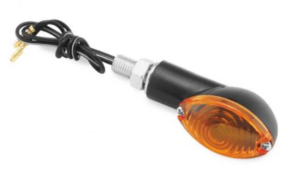 BikeMaster Turn Signals Black Frame Amber Lens Oval Shaped