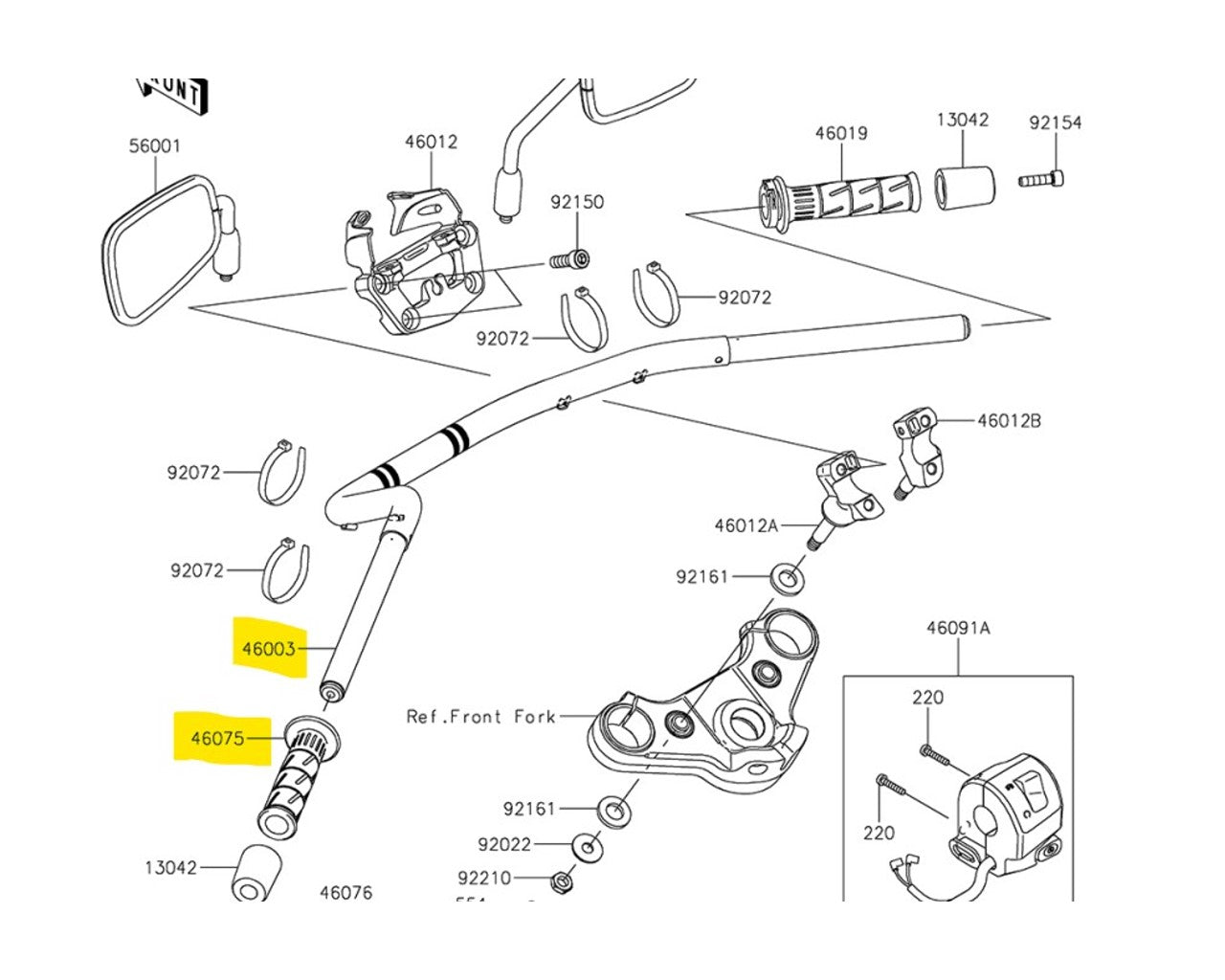 Kawasaki Handlebar Mid Read Standard Vulcan S 46003-0626-18R