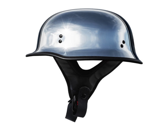 Highway 21 9mm German Beanie Half Helmet - Chrome