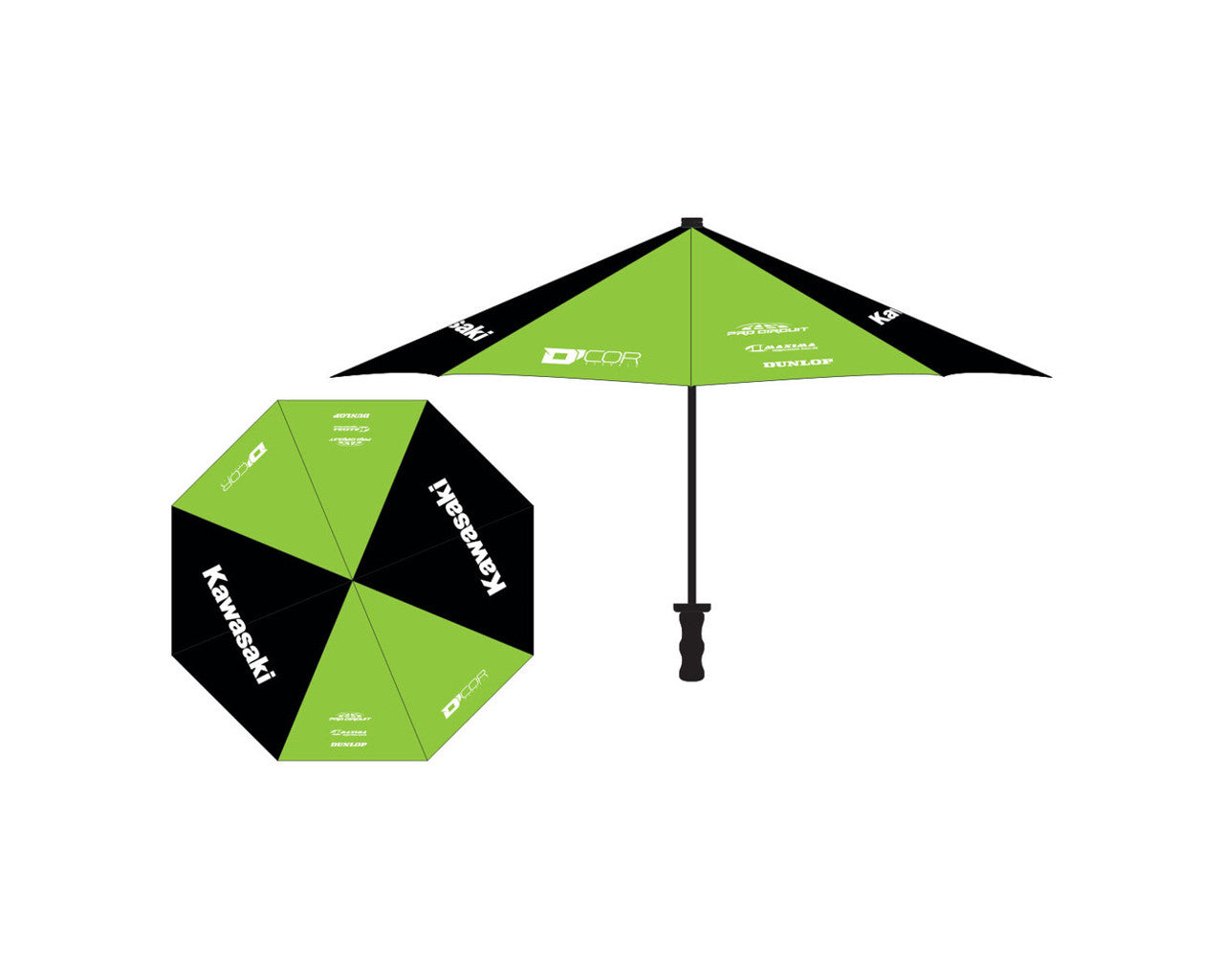 Kawasaki Full Size Black/Green Umbrella 862-81124
