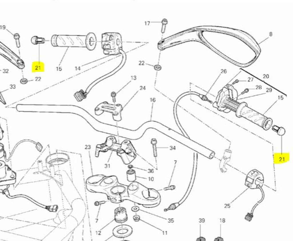 Ducati OEM Replacement Bar End 87210581A Black Plastic Monster 796 1100 SF