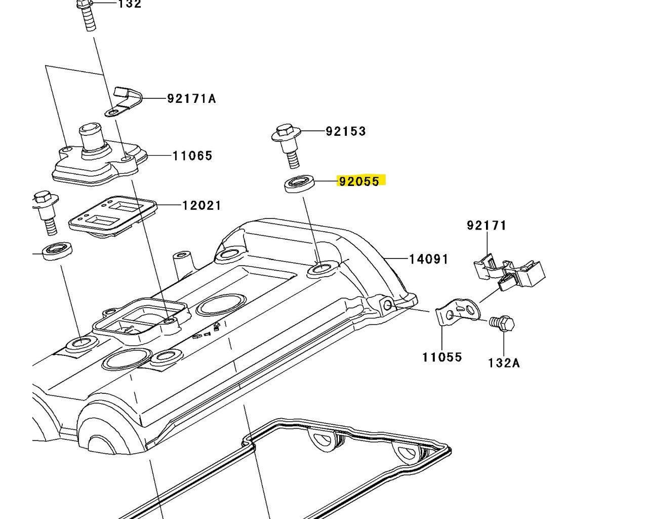 Kawasaki Cylinder Head Bolt O-Ring Gasket Multi-Fit 92055-0195