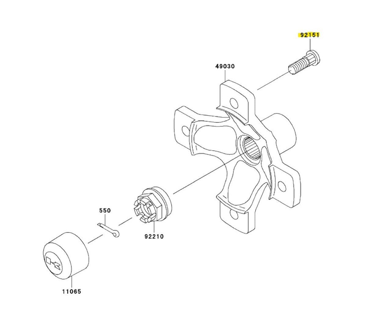 Kawasaki Wheel Stud Bolts 10x29.5 ATV 750 650 Brute Force 92151-1392