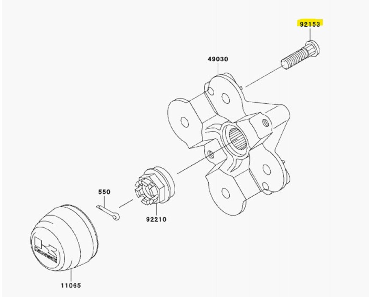 Kawasaki Wheel Stud Bolts 10x36.5 ATV 750 650 Brute Force 92153-0890