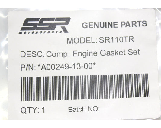 SSR Complete Engine Gasket Kit SR110 TR only A00249-13-00