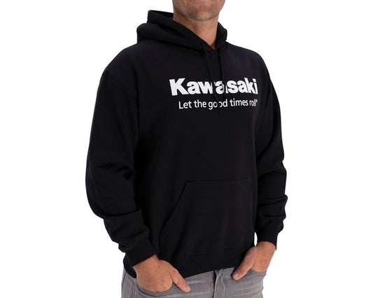 Kawasaki Let The Good Times Roll Pullover Black Hooded Sweatshirt K002-1302-BK
