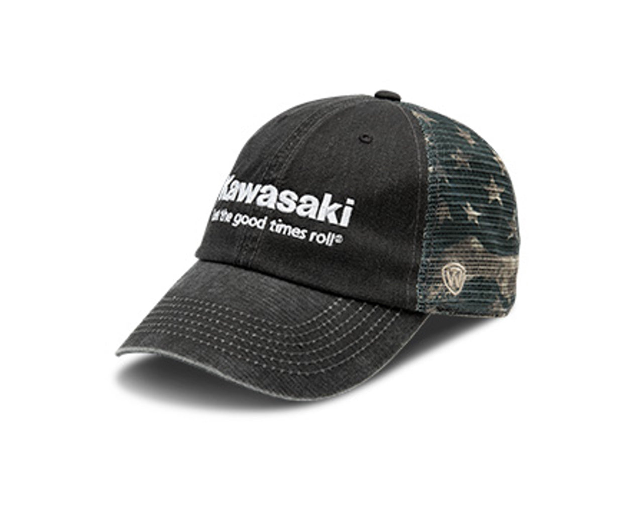 Kawasaki Let The Good Times Roll Vintage American Flag Cap K002-4092-BKNS