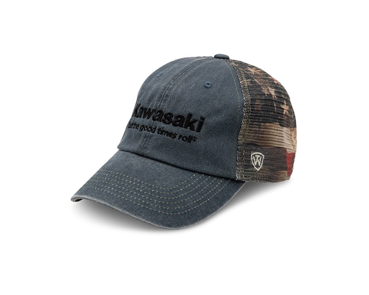 Kawasaki Let The Good Times Roll Vintage American Flag Cap K002-4093-BLNS