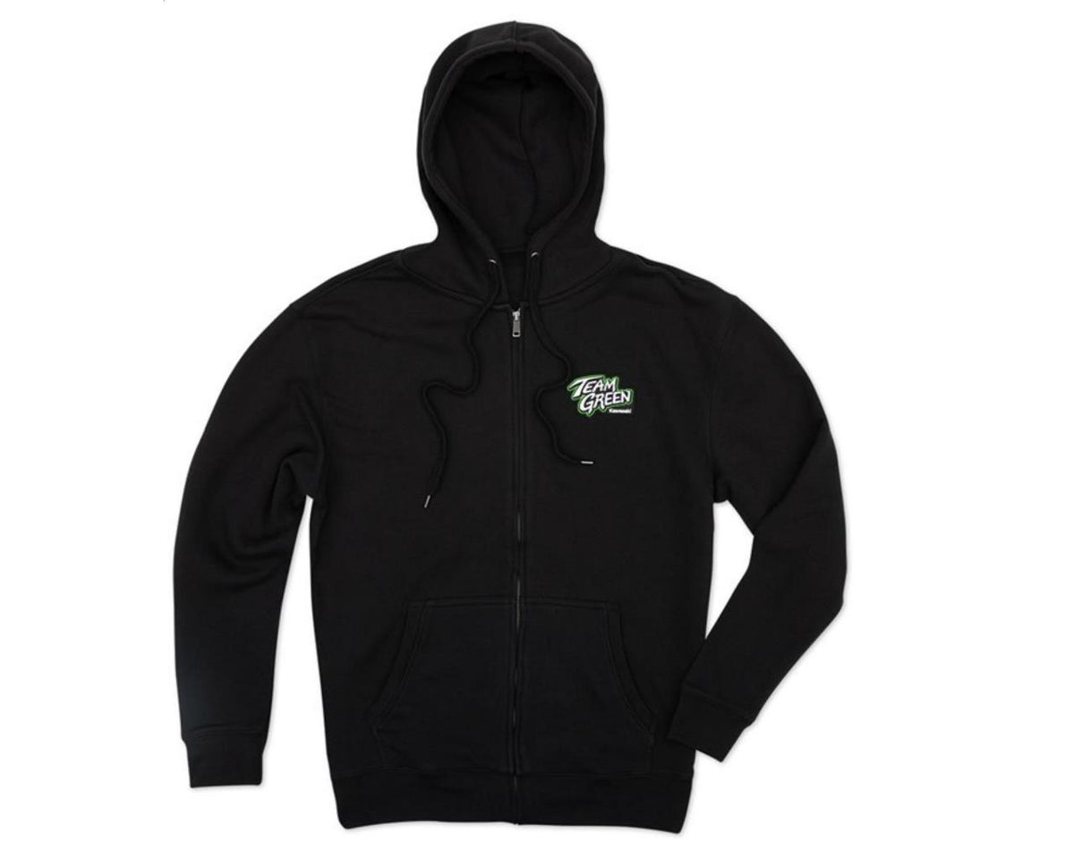 Kawasaki Team Green Zip Up Hooded Sweatshirt -Black