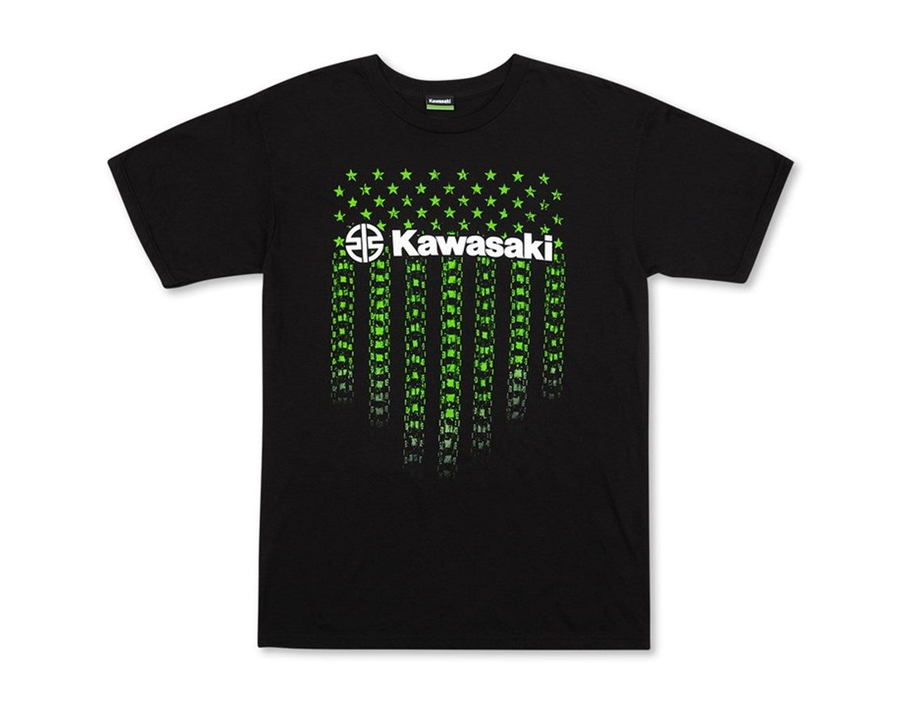 Kawasaki RIVER MARK LOGO FLAG TIRE T-SHIRT Black