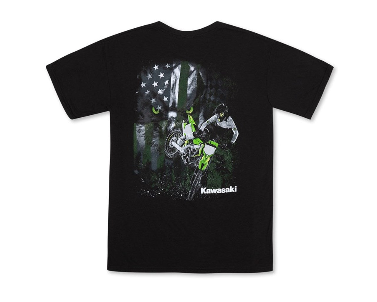 Kawasaki RIVER MARK LOGO EAGLE FLAG T-SHIRT Black